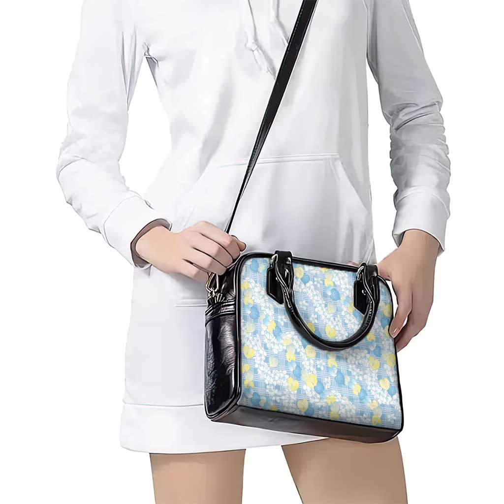 Anthurium Plumeria Lei Pastel Shoulder Handbag Blue Hawaiian Splendid Palaka LT01 - Polynesian Pride