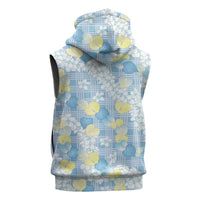 Anthurium Plumeria Lei Pastel Sleeveless Hoodie Blue Hawaiian Splendid Palaka LT01 - Polynesian Pride