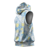 Anthurium Plumeria Lei Pastel Sleeveless Hoodie Blue Hawaiian Splendid Palaka LT01 - Polynesian Pride