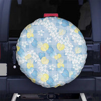 Anthurium Plumeria Lei Pastel Spare Tire Cover Blue Hawaiian Splendid Palaka LT01 No hole Blue - Polynesian Pride