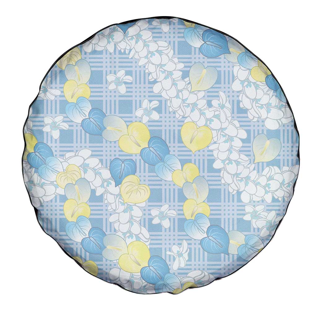 Anthurium Plumeria Lei Pastel Spare Tire Cover Blue Hawaiian Splendid Palaka LT01 - Polynesian Pride