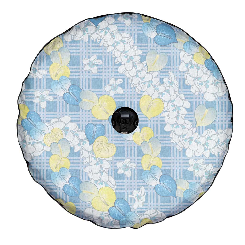 Anthurium Plumeria Lei Pastel Spare Tire Cover Blue Hawaiian Splendid Palaka LT01 - Polynesian Pride
