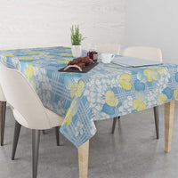 Anthurium Plumeria Lei Pastel Tablecloth Blue Hawaiian Splendid Palaka LT01 - Polynesian Pride
