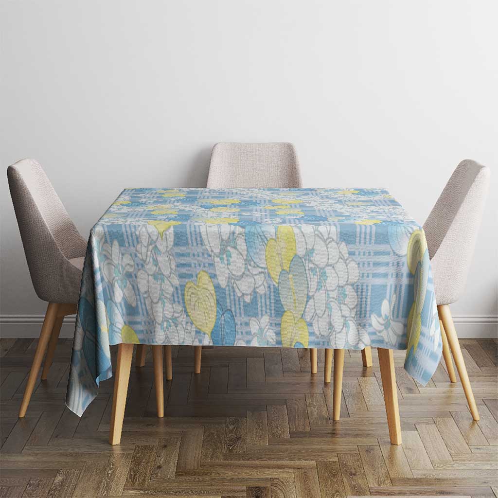 Anthurium Plumeria Lei Pastel Tablecloth Blue Hawaiian Splendid Palaka LT01 - Polynesian Pride