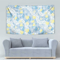 Anthurium Plumeria Lei Pastel Tapestry Blue Hawaiian Splendid Palaka LT01 - Polynesian Pride