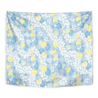 Anthurium Plumeria Lei Pastel Tapestry Blue Hawaiian Splendid Palaka LT01 - Polynesian Pride