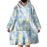 Anthurium Plumeria Lei Pastel Wearable Blanket Hoodie Blue Hawaiian Splendid Palaka LT01 - Polynesian Pride
