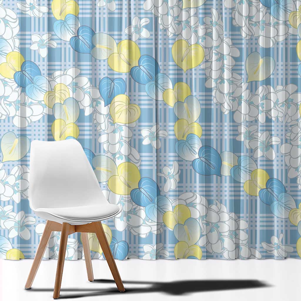 Anthurium Plumeria Lei Pastel Window Curtain Blue Hawaiian Splendid Palaka LT01 - Polynesian Pride