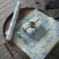 Anthurium Plumeria Lei Pastel Wrapping Paper Blue Hawaiian Splendid Palaka LT01 - Polynesian Pride