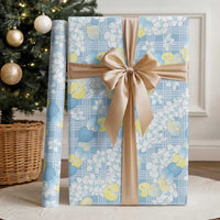 Anthurium Plumeria Lei Pastel Wrapping Paper Blue Hawaiian Splendid Palaka LT01 - Polynesian Pride
