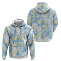 Anthurium Plumeria Lei Pastel Zip Hoodie Blue Hawaiian Splendid Palaka LT01 - Polynesian Pride