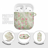 Anthurium Plumeria Lei Pastel AirPods Case Green Hawaiian Splendid Palaka LT01 - Polynesian Pride