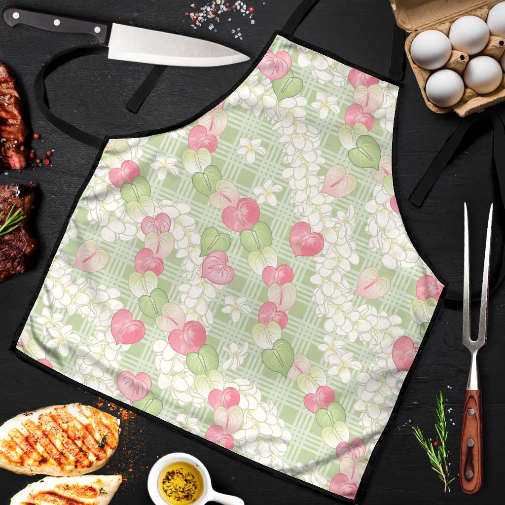 Anthurium Plumeria Lei Pastel Apron Green Hawaiian Splendid Palaka LT01 Green - Polynesian Pride