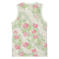 Anthurium Plumeria Lei Pastel Basketball Jersey Green Hawaiian Splendid Palaka LT01 - Polynesian Pride