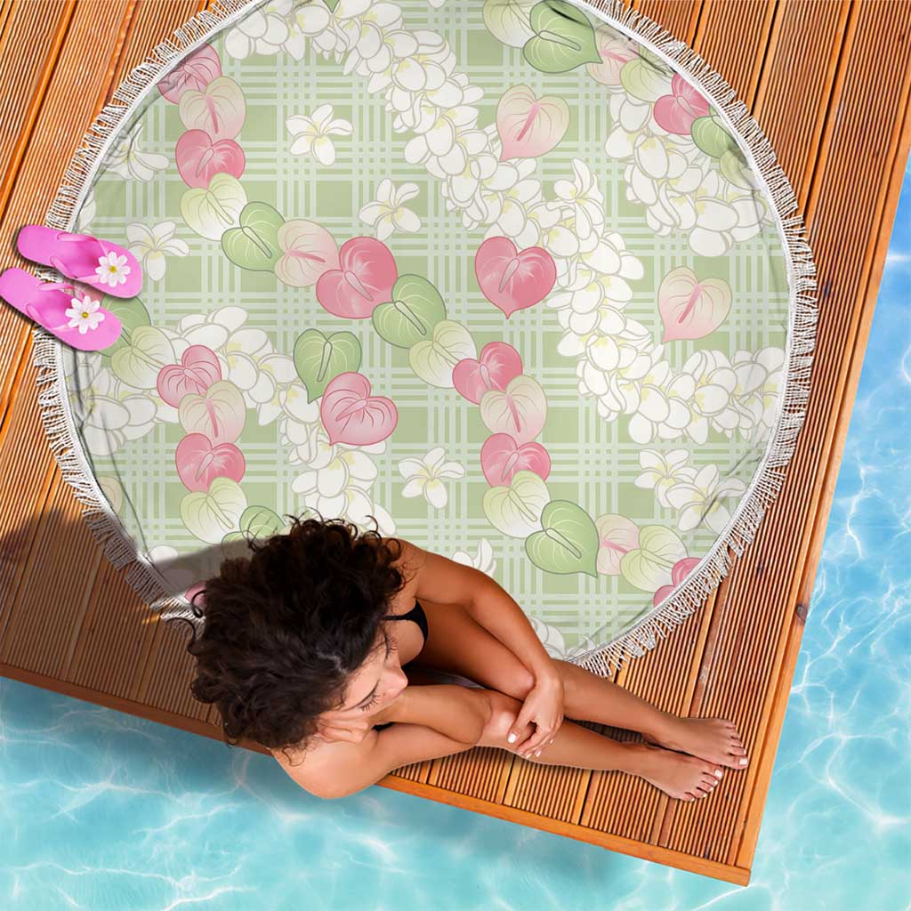 Anthurium Plumeria Lei Pastel Beach Blanket Green Hawaiian Splendid Palaka
