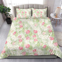 Anthurium Plumeria Lei Pastel Bedding Set Green Hawaiian Splendid Palaka LT01 - Polynesian Pride