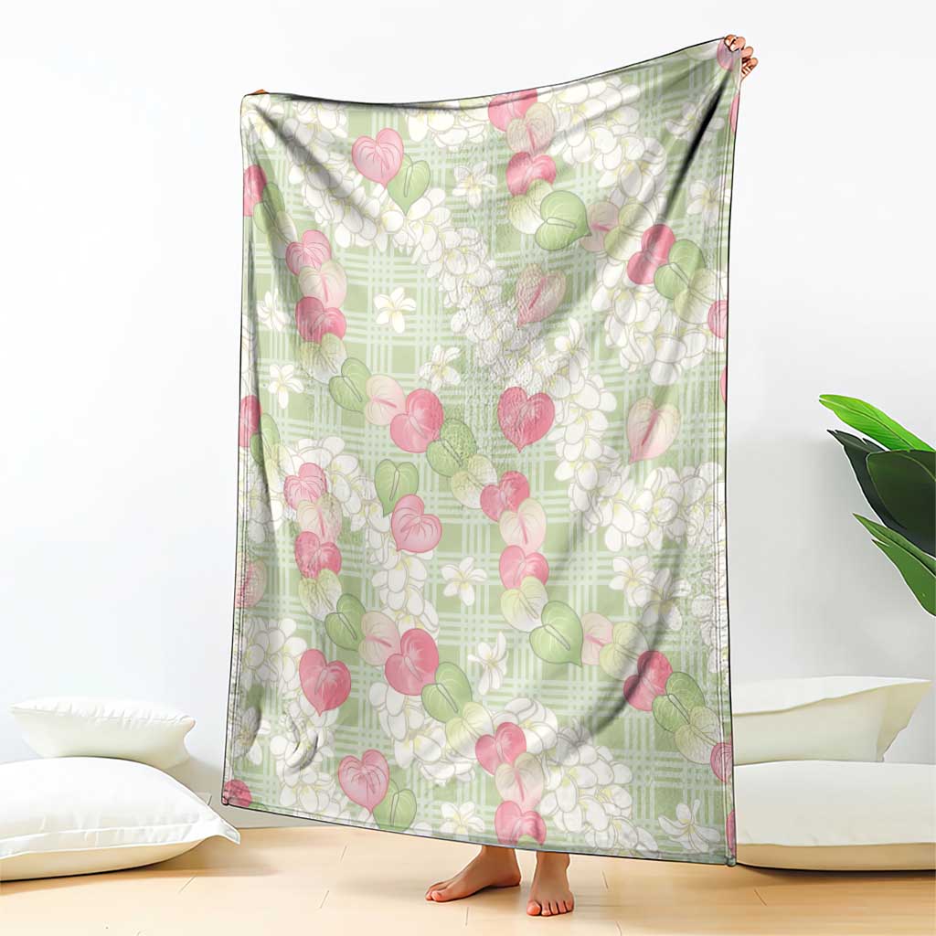 Anthurium Plumeria Lei Pastel Blanket Green Hawaiian Splendid Palaka LT01 - Polynesian Pride