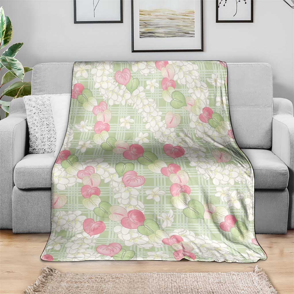 Anthurium Plumeria Lei Pastel Blanket Green Hawaiian Splendid Palaka LT01 - Polynesian Pride