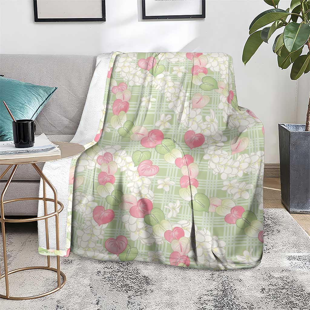 Anthurium Plumeria Lei Pastel Blanket Green Hawaiian Splendid Palaka LT01 - Polynesian Pride