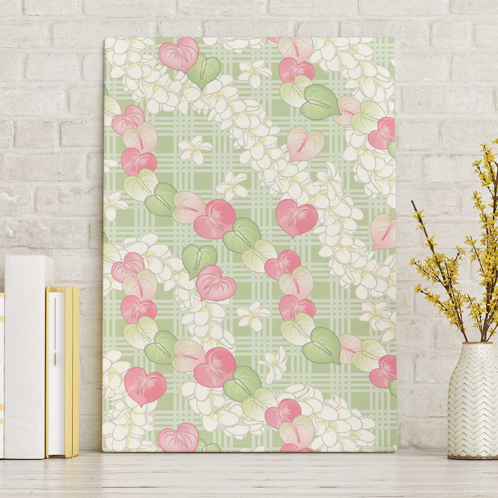 Anthurium Plumeria Lei Pastel Canvas Wall Art Green Hawaiian Splendid Palaka