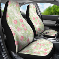 Anthurium Plumeria Lei Pastel Car Seat Cover Green Hawaiian Splendid Palaka LT01 - Polynesian Pride