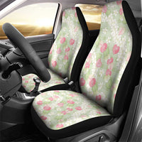 Anthurium Plumeria Lei Pastel Car Seat Cover Green Hawaiian Splendid Palaka LT01 - Polynesian Pride