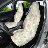 Anthurium Plumeria Lei Pastel Car Seat Cover Green Hawaiian Splendid Palaka LT01 - Polynesian Pride