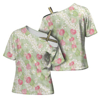Anthurium Plumeria Lei Pastel Cross Shoulder Shirt Green Hawaiian Splendid Palaka LT01 - Polynesian Pride