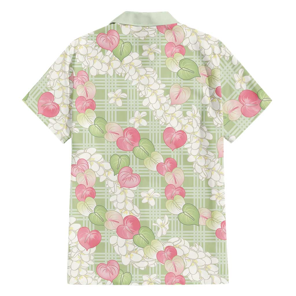 Anthurium Plumeria Lei Pastel Family Matching Tank Maxi Dress and Hawaiian Shirt Green Hawaiian Splendid Palaka