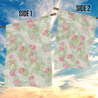 Anthurium Plumeria Lei Pastel Garden Flag Green Hawaiian Splendid Palaka LT01 - Polynesian Pride