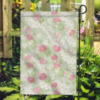 Anthurium Plumeria Lei Pastel Garden Flag Green Hawaiian Splendid Palaka LT01 Garden Flag Green - Polynesian Pride