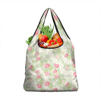 Anthurium Plumeria Lei Pastel Grocery Bag Green Hawaiian Splendid Palaka LT01 1-pack One Size Green - Polynesian Pride