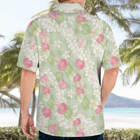 Anthurium Plumeria Lei Pastel Hawaiian Shirt Green Hawaiian Splendid Palaka LT01 - Polynesian Pride
