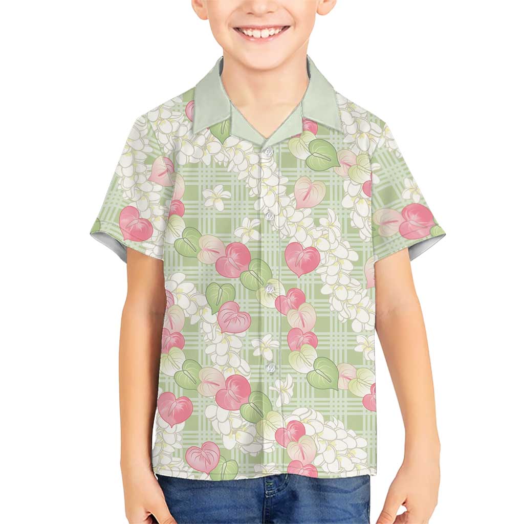 Anthurium Plumeria Lei Pastel Hawaiian Shirt Green Hawaiian Splendid Palaka LT01 - Polynesian Pride