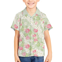 Anthurium Plumeria Lei Pastel Hawaiian Shirt Green Hawaiian Splendid Palaka LT01 - Polynesian Pride