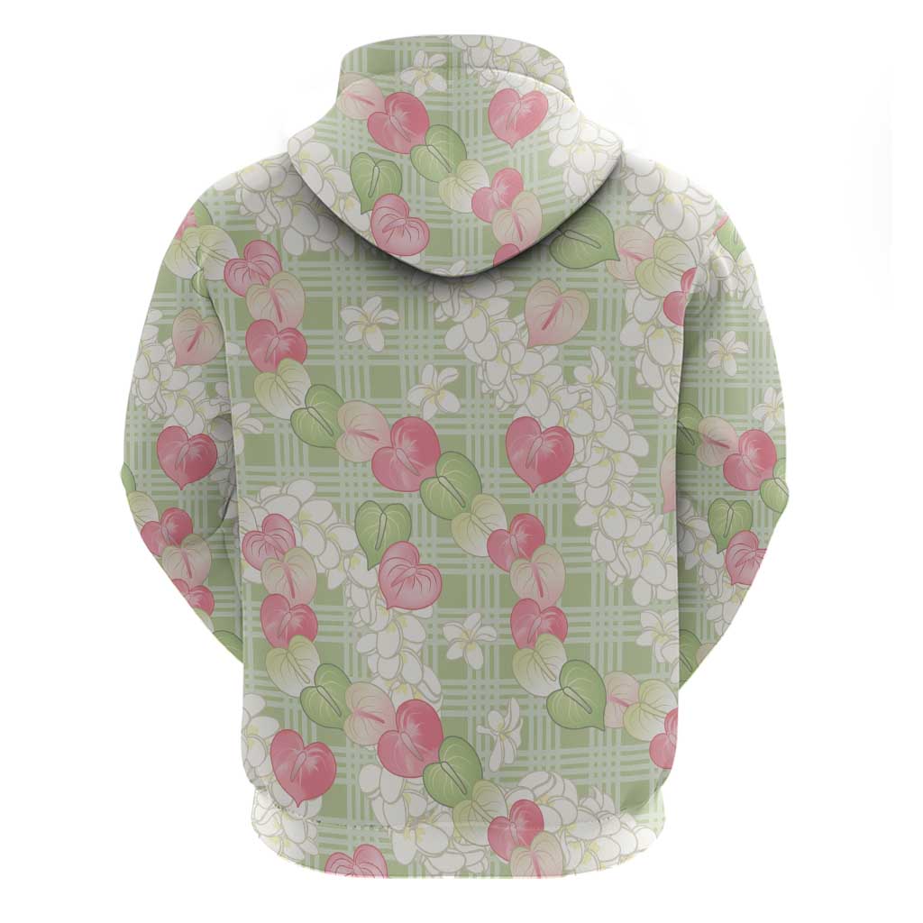 Anthurium Plumeria Lei Pastel Hoodie Green Hawaiian Splendid Palaka LT01 - Polynesian Pride