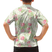 Anthurium Plumeria Lei Pastel Kid Hawaiian Shirt Green Hawaiian Splendid Palaka LT01 - Polynesian Pride