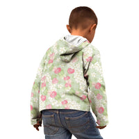 Anthurium Plumeria Lei Pastel Kid Hoodie Green Hawaiian Splendid Palaka LT01 - Polynesian Pride