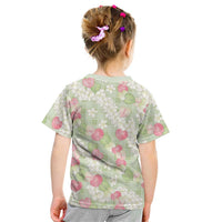 Anthurium Plumeria Lei Pastel Kid T Shirt Green Hawaiian Splendid Palaka LT01 - Polynesian Pride