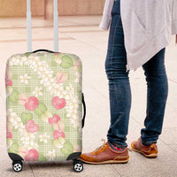 Anthurium Plumeria Lei Pastel Luggage Cover Green Hawaiian Splendid Palaka LT01 Green - Polynesian Pride