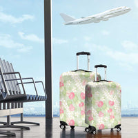 Anthurium Plumeria Lei Pastel Luggage Cover Green Hawaiian Splendid Palaka LT01 - Polynesian Pride