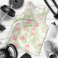 Anthurium Plumeria Lei Pastel Men Tank Top Green Hawaiian Splendid Palaka LT01 - Polynesian Pride