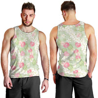 Anthurium Plumeria Lei Pastel Men Tank Top Green Hawaiian Splendid Palaka LT01 - Polynesian Pride