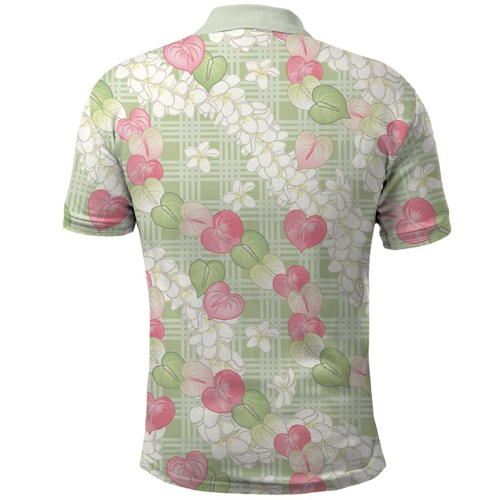 Anthurium Plumeria Lei Pastel Polo Shirt Green Hawaiian Splendid Palaka LT01 - Polynesian Pride