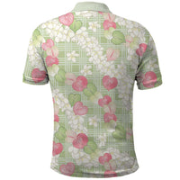 Anthurium Plumeria Lei Pastel Polo Shirt Green Hawaiian Splendid Palaka LT01 - Polynesian Pride