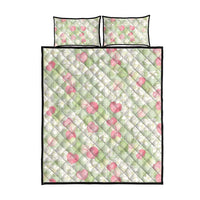 Anthurium Plumeria Lei Pastel Quilt Bed Set Green Hawaiian Splendid Palaka LT01 - Polynesian Pride