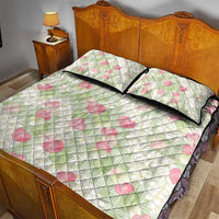 Anthurium Plumeria Lei Pastel Quilt Bed Set Green Hawaiian Splendid Palaka LT01 - Polynesian Pride