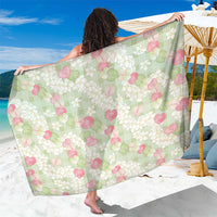Anthurium Plumeria Lei Pastel Sarong Green Hawaiian Splendid Palaka LT01 One Size 44 x 66 inches Green - Polynesian Pride