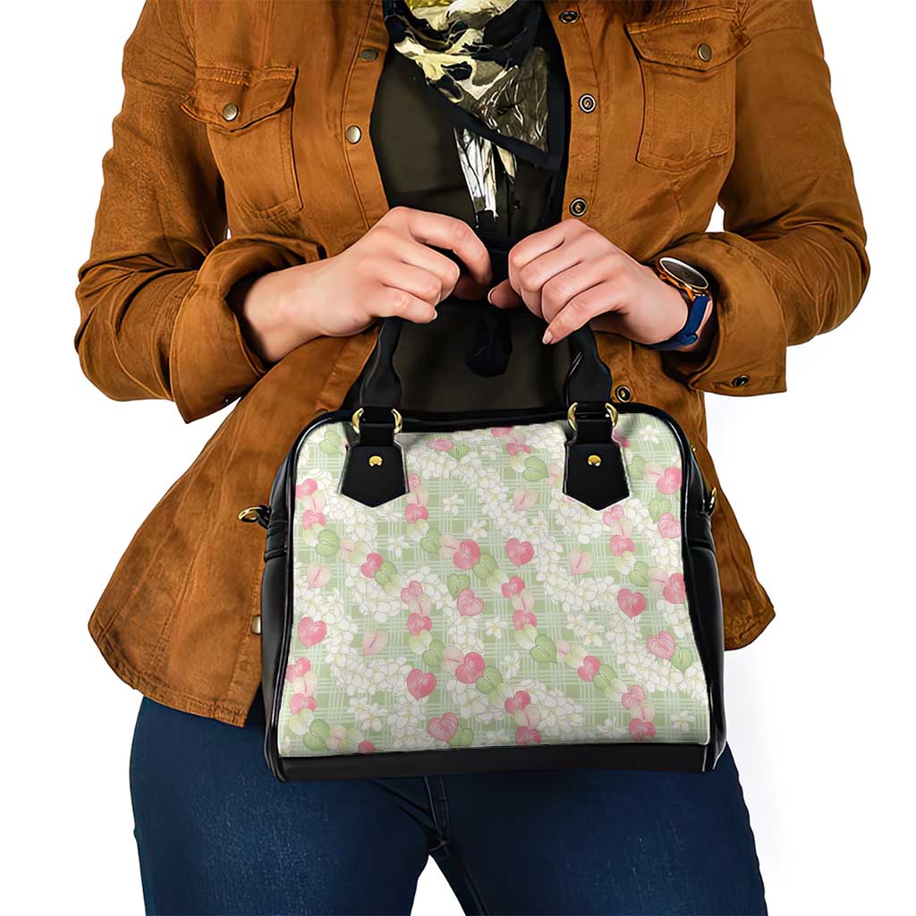 Anthurium Plumeria Lei Pastel Shoulder Handbag Green Hawaiian Splendid Palaka