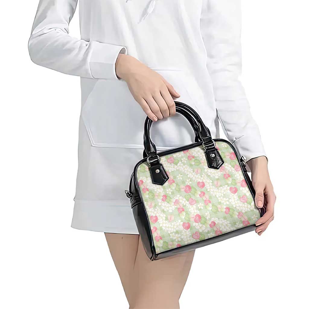 Anthurium Plumeria Lei Pastel Shoulder Handbag Green Hawaiian Splendid Palaka
